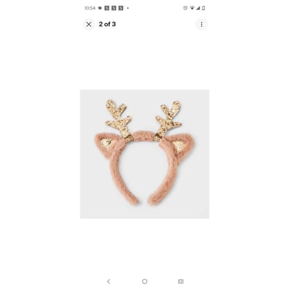 Cat & Jack Holiday Christmas Fuzzy  Reindeer Antlers Headband - Brown & Gold